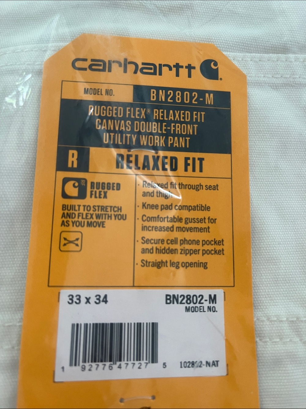 Carhartt white Canvas Utility Work Pant
